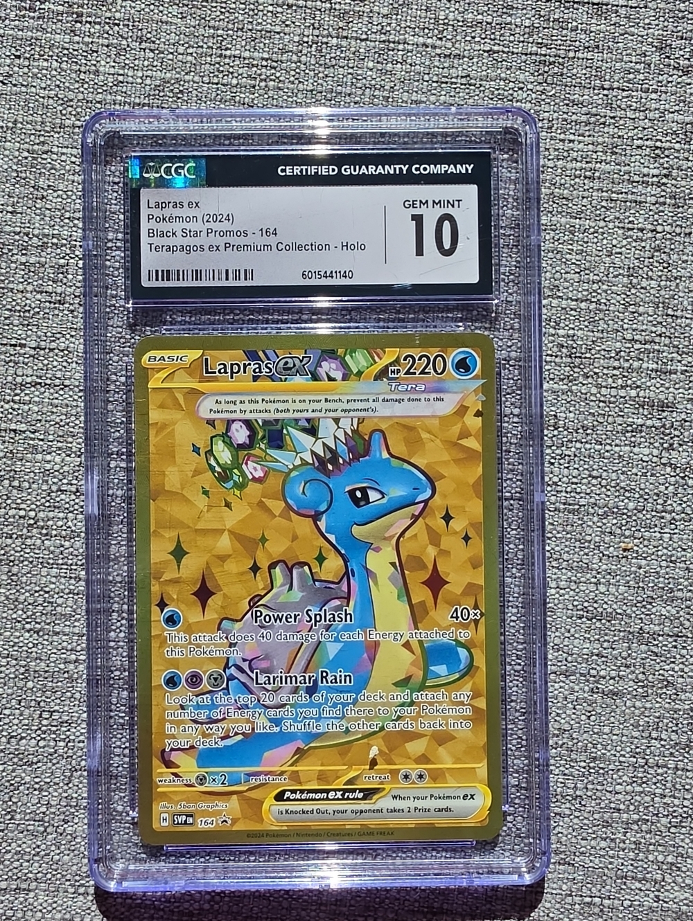 Pokemon Lapras ex Holo Promo Card - Gold and Blue